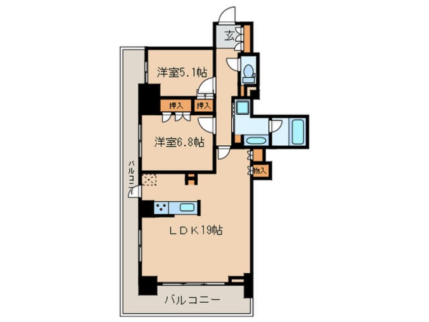 間取図 ローレルタワー尼崎(2408)