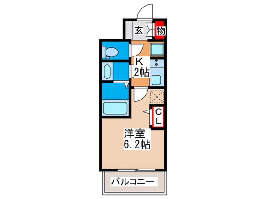 間取図 ｴｽﾃﾑｺｰﾄﾃﾞｨｱｼﾃｨWEST（401）