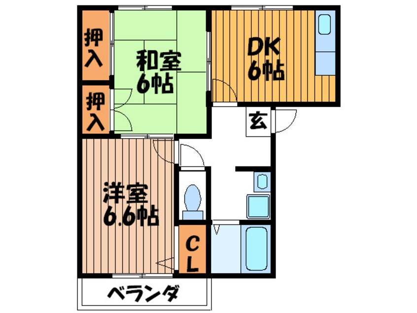 間取図 ｸﾞﾘｰﾝﾊｲﾂⅡ