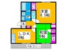 ハイカム－ル木下 2LDKの間取り