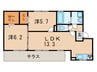 サンハイム常松 2LDKの間取り