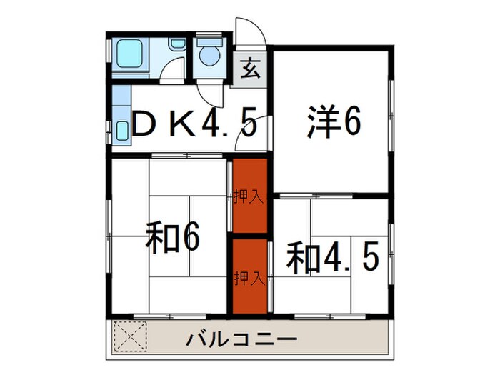 間取り図 メゾンディ－ル中道