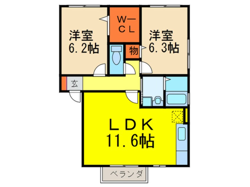 間取図 ウエストリバ－Ⅱ