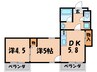ﾌｧｰｽﾄｺｰﾄ紫竹 2DKの間取り