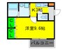 フジパレス　長原Ⅱ番館 1Kの間取り
