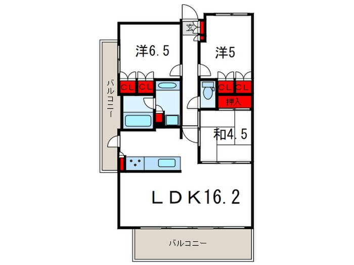 間取り図 ｻﾞ･ﾊﾟｰｸﾊｳｽ神戸春日野道（501）