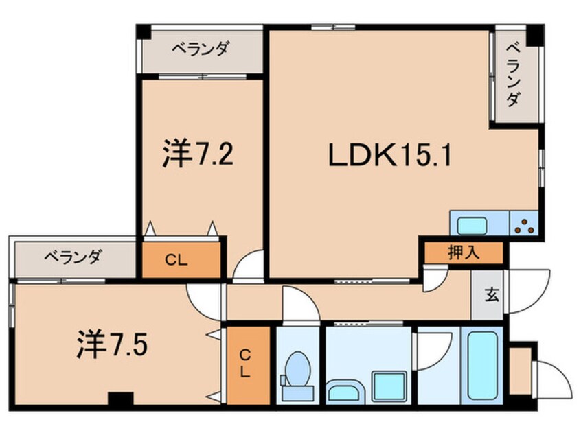 間取図 パレスフォ－甲東園