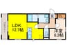 エクセル宝塚 1LDKの間取り