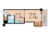 レオ松本 1DKの間取り