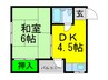 グレ－ス岸里 1DKの間取り