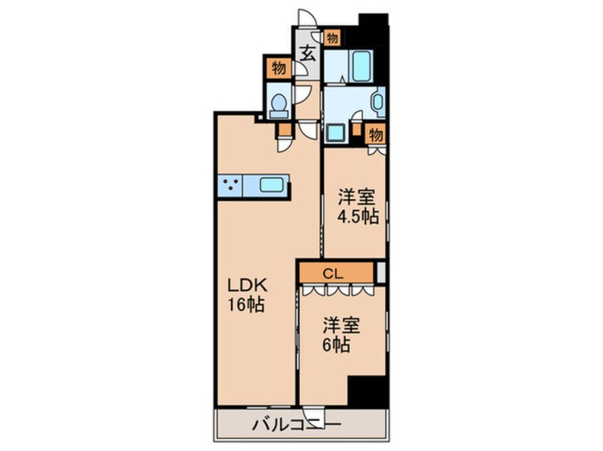 間取図 ブランズ大阪松屋町(601)