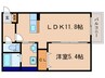 ハートフル下戸山 1LDKの間取り