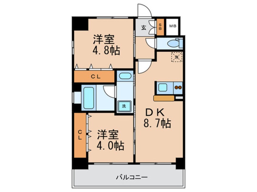 間取図 ｴｽﾃﾑｺ-ﾄ難波ｻｳｽﾌﾟﾚｲｽⅢﾗ・ﾊﾟ-ｸ