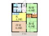 中西ハイツＣ棟 3Kの間取り