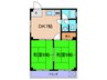 マンション萩田 2DKの間取り