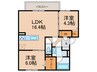 FeliceKOZU 2LDKの間取り