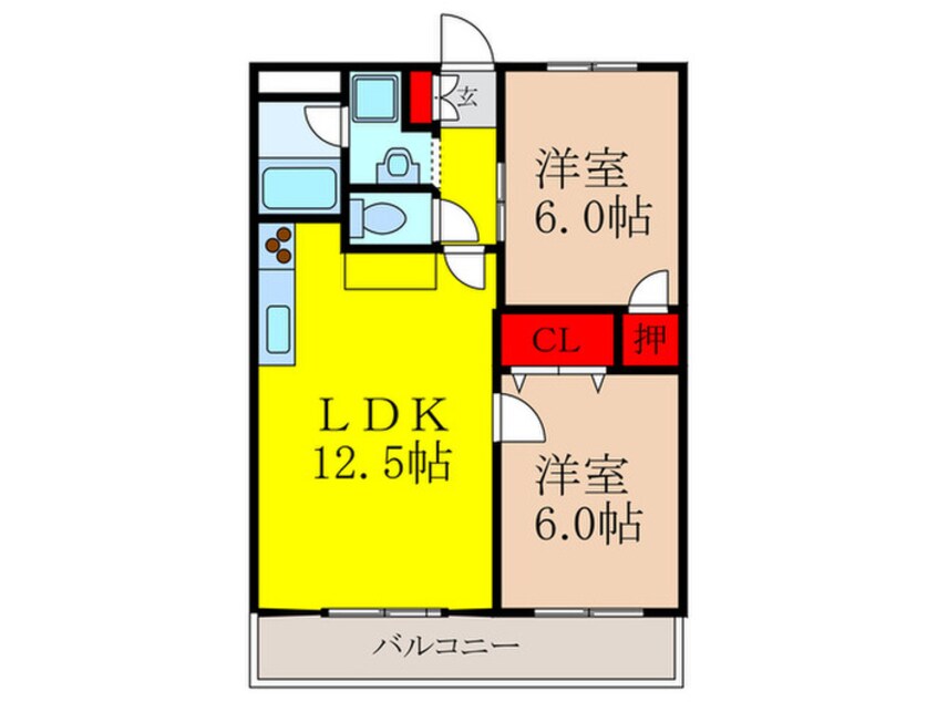 間取図 ｶﾞｰﾃﾞﾝﾊｲﾂ清水