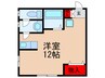 リノーベル川西 1Rの間取り