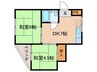 エミネンスⅢ湯里 2DKの間取り