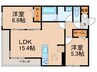 Armojour A棟 2LDKの間取り