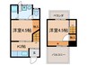 南堀池貸家 2Kの間取り