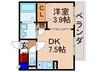 YNレジデンス枚方 1DKの間取り