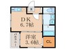 デルソーレ山科 1DKの間取り