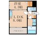 四ノ宮レジデンス 1LDKの間取り