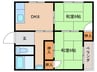 北摂荘 2DKの間取り