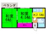 コーポU.I 2Kの間取り