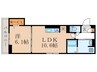 GRAMM御陵荒木C 1LDKの間取り