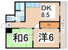 グリ－ンハイツ志月 2DKの間取り