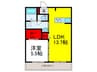 カーサ・西泉丘A棟 1LDKの間取り