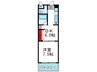 ホ－ムポ－ト朝日 1DKの間取り