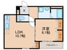 仮)フジパレスリュクス 1LDKの間取り