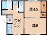 ライオンハイツ 2DKの間取り