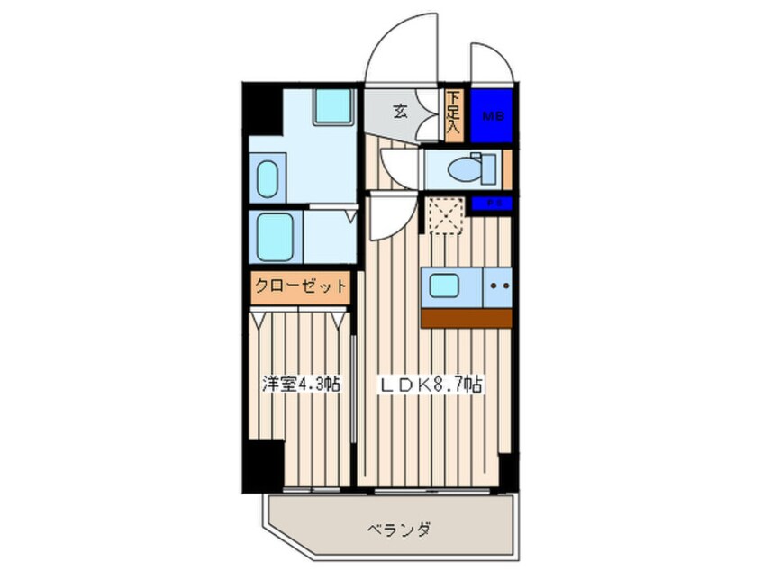 間取図 ﾌﾟﾚｻﾝｽ難波クチュール(501)