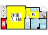 エヌエムスワサントドゥウエスト 1Kの間取り