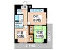 グリットハウス津久野 2DKの間取り