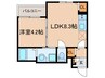 Ｇｒｉｓｅｒ八尾 1LDKの間取り