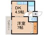 ルピナス香里園 1DKの間取り
