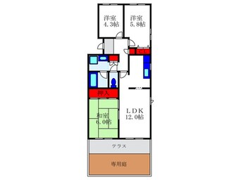 間取図 ｴﾊﾞｰｸﾞﾘｰﾝ豊中上野西