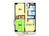 ジェンティ－ル甲東 2DKの間取り