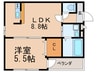 フジパレス山之内Ⅲ番館 1LDKの間取り