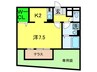 ＣＯＺＹ岸里 1Kの間取り
