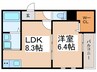 フジパレス堺北花田Ⅴ番館 1LDKの間取り