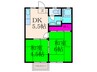 パナハイツ古曽部 2DKの間取り