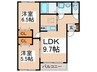 ベルリ－ド藤井寺Ｂ棟 2LDKの間取り
