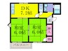 ヴェルリ－ブルＥ棟 2DKの間取り