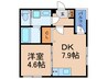 ハーモニーテラス林寺Ⅵ 1DKの間取り